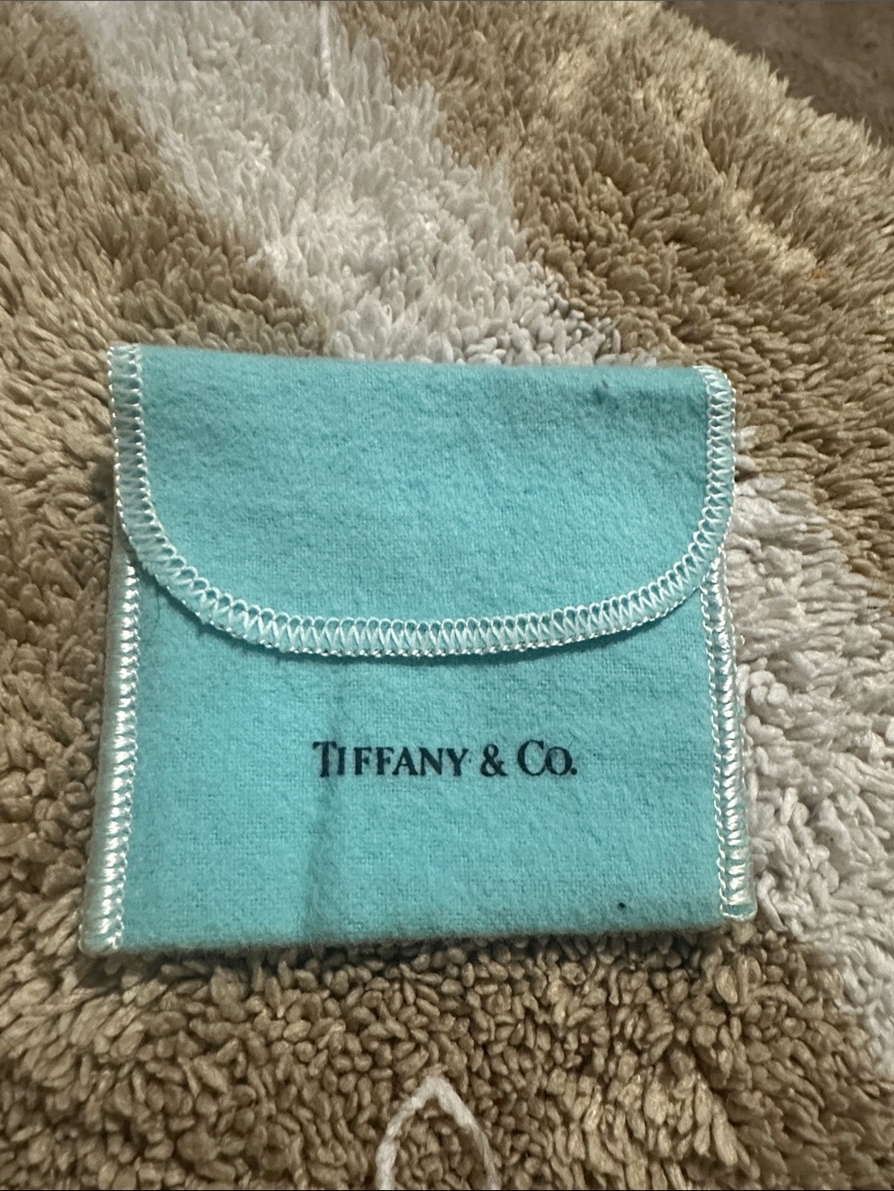 Tiffany & Co. Robin's Egg Blue Velvet Jewelry Pouch with Silver Trim